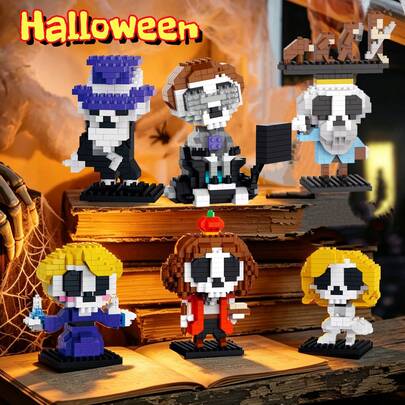 Micro Particle Mini Halloween Thema Bouwblokken Serie, DIY Educatief Handgemaakt Cadeau. ABS Materiaal, Bouwblokkenspeelgoedset voor Kinderen, Beloning voor in de Klas, Klein Cadeau, Verrassingscadeau voor de Feestdagen. Populaire Serie