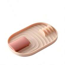 1pc Kitchen Folding Pot Lid & Spatula Storage Rack With Drainage - Pink - View 4