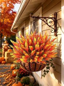 6pcs/3pcs/1pc Autumn Artificial Lavender, Synthetic Plastic Artificial Plants, Autumn Home Decor, Outdoor Potted Flowers, Rustic Farmhouse Style, Autumn Floral, Indoor/Outdoor Decorative Artificial Flowers - Multicolor - View 9