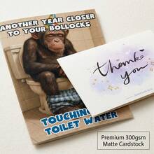 1pc Men's Birthday Card With "Naughty Monkey Sitting On Toilet" Design, Includes Humorous And Vulgar Joke, Suitable For Male Friends - Multi-color - View 1
