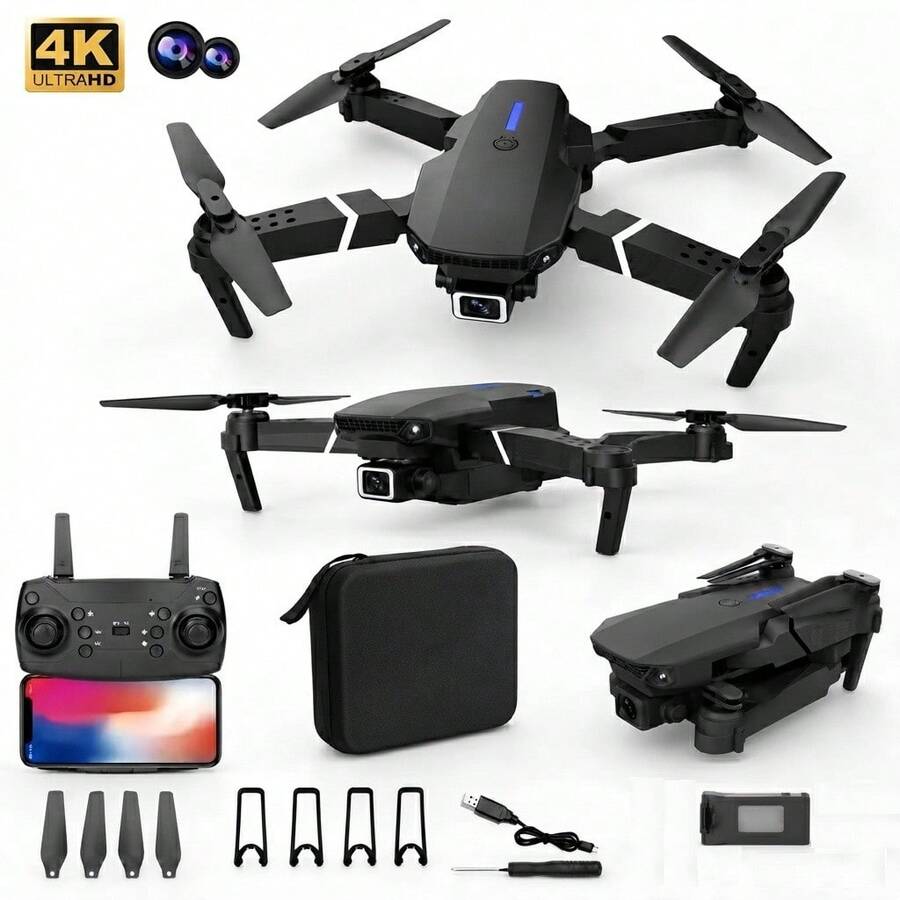 Drone Profesional 4K Plegable con Cámara HD, Control Remoto, Portátil para Fotografía Aérea, Ideal para Principiantes y Adultos - Ver 1