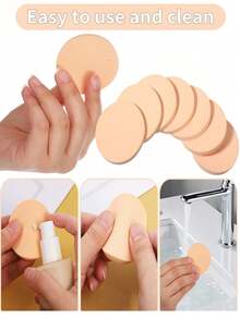 10/5/3/1pcs Makeup Sponges, Face Powder Puff Makeup Sponge, Used For Base Blending Makeup Sponge, Suitable For All Skin Types Beauty Foundation Powder Puff, Dry & Wet Use (Skin Tone, Round) - Multicolor - View 4