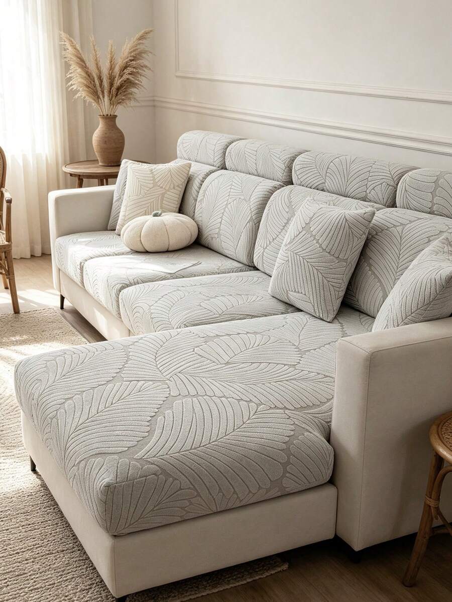 1pc Elastic Sofa Cushion Cover Backrest Cover Sofa Protector Easy To Remove And Wash Suitable For All Seasons Living Room Decor,Sofa Cover,Sofa Covers, Sofa Cover L Shape, Sofa Cover 3 Seater, Large Cushion Covers, Large Cushion Cover, Sofa, Throws For Sofa - Light Grey - View 1