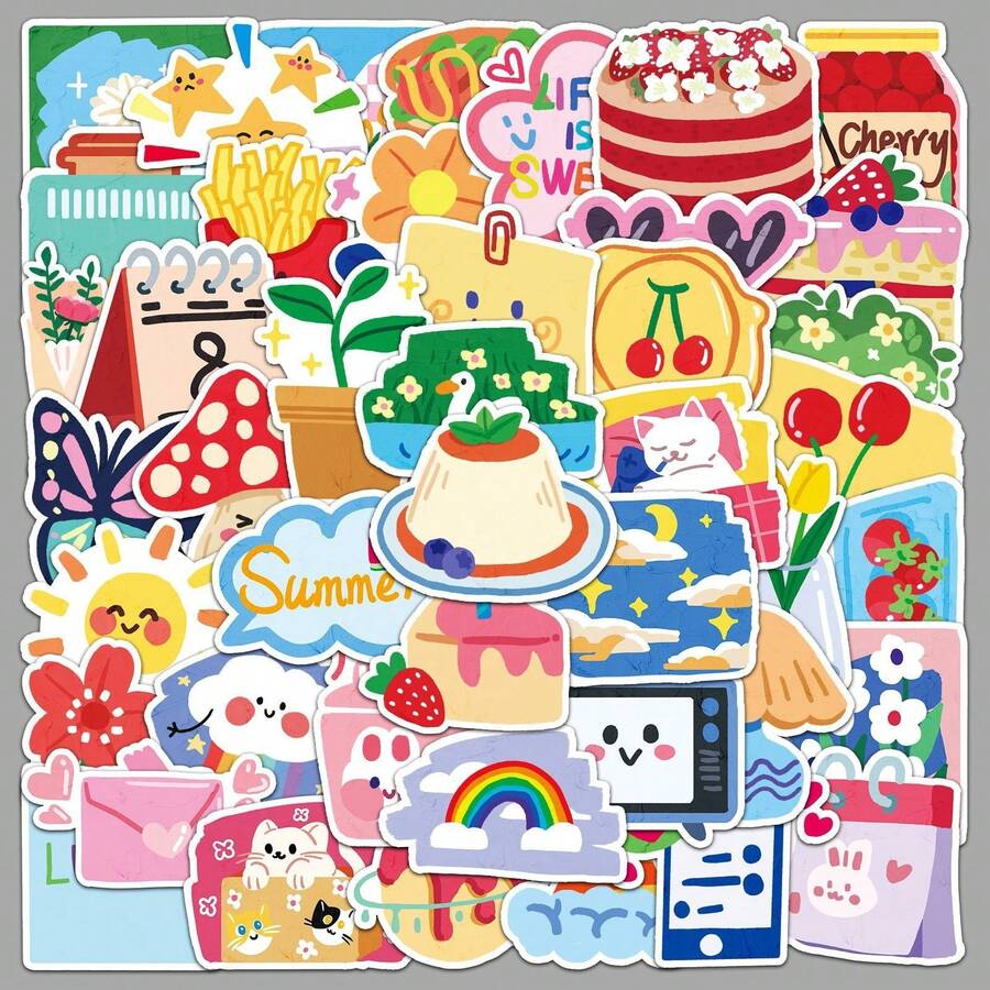 50pcs Ins Style Cream Graffiti Personalized Fresh Original Guka DIY Water Bottle Luggage Stickers Waterproof - Multicolor - View 1