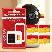MICRODRIVE Kartu Memori Flash Micro SD TF PRO PLUS 128GB 64GB 32GB 16GB 8GB Kelas 10 U3 Kartu Penyimpanan Kecepatan Tinggi Gratis Adaptor SD Untuk Kamera Video Perekam Pengawasan Ponsel - View 10