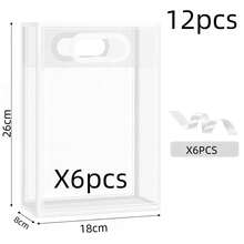 12pcs Clear Gift Bags With White Trim And Satin Ribbon Bows; Reusable Clear PVC Tote Bags; Perfect For Weddings, Bridal Showers, Birthday Gift Wrapping, Baby Showers, And Elegant Gift Packaging; Also Suitable For Displaying Flowers In Boutiques - Transparent Gift Bag With White Trim (including Ribbon) - View 8
