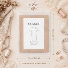 French Square Neck Short Sleeve Floral Fishtail Dress Cutting Pattern, Kraft Paper Pattern, Suitable For Beginners To Sew, Includes Complete Sewing Tutorial, Waist-Cinching Slim Fit, Hip-Hugging, Large Flared Fishtail Midi Dress Handmade Cutting Pattern - Multicolor - View 2