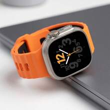 1pc Two Tone Sports Silicone Watch Strap Compatible With Apple Watch Ultra 3/2 49mm Series 11/10/9/8/7/6/5 SE 42/44/45/46mm Replacement Wrist Band - 42/44/45/46/49mm - View 4