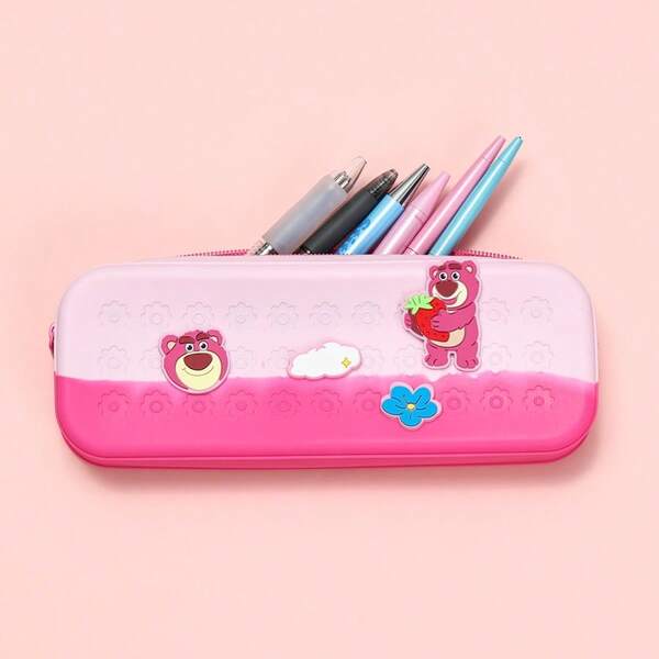 Miniso Estojo para lápis com design vazado da série Disney‑Pixar Lotso, estojo de papelaria personalizável, bolsa de armazenamento com zíper de grande capacidade, organizador portátil para escola e escritório, ótimo presente para colecionadores e entusiastas (1 unidade)
