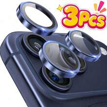 CASECOPS 1套/3件 9H強化玻璃金屬環相機鏡頭保護膜，相容 iPhone 18 Pro/18 Pro Max/17/17 E/17 Air/17 Pro/17 Pro Max/16/16 Pro/16 Plus/16 Pro Max/16 14 Pro (6.1 吋) 與 14 Pro Max (6.7 吋)，耐刮高清覆蓋與金屬環設計，提供最大程度保護 - Blue-3Pcs - 查看 1