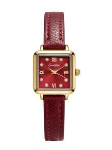 1件女款方形復古石英手錶，金色合金錶殼，紅色錶盤，紅色PU錶帶，優雅手錶，適合日常佩戴與送禮 - 紅色 - 查看 9