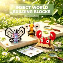 Children's Insect World Building Block Set, Bee Butterfly Crab DIY Assembly Model, Boy Girl Educational STEM Puzzle Toy, Creative Learning Building Block Gift, Children's Birthday Holiday Creative Hands-On Learning Construction Blocks - Multicolor - View 5
