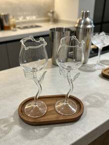 Rose Shaped Highball Glass, & Champagne Glass With Atmosphere Decoration - Clear - View 13