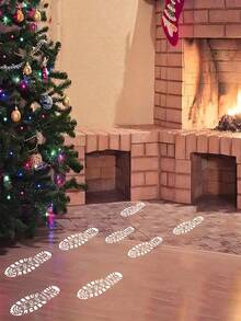 Reusable Santa Claus Footprint Stencil, Large Christmas Boot Shaped PET Material Template, Suitable For DIY Crafts, Holiday Decoration, Christmas Floor, Window, Stair Decoration, Lawn Painting Or Handmade, Christmas Winter Wonderland Home Party Decoration - A - View 6