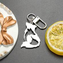 Wolf Stainless Steel Keychain Accessory Pendant, Cute Backpack Charm, Key Ring, Gift For Friends - Silver - View 5