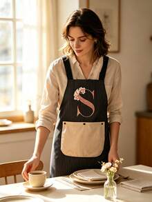 Kitchen Apron Featuring A Detachable Hand Towel, A Design With Letter And Floral Patterns, And Dual Pockets; Durable And Easy To Clean, Making It Ideal For Baking, Cooking, And Use In Both Homes And Restaurants. - Multicolor - View 6