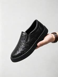 Men Leather Casual Shoes Breathable Loafers Men Sneakers New Male Comfortable Leather Flat Footwear Sneakers Men Shoes - Black - View 6