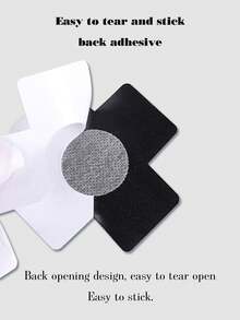 20pcs Black Cross-Shaped Self-Adhesive Satin Disposable Nipple Covers, Suitable For Women, Applicable For Dresses And Camisoles - Black - View 1