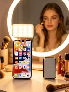 1 buah Lampu Pengisi LED dengan 3 Tingkat Suhu Warna yang Dapat Diatur, Lampu Malam, Lampu LED, Lampu Selfie Smartphone (Dapat Diisi Ulang), Lampu Pengisi Konferensi Video Komputer, Lampu Mini Portabel, Perlengkapan Seni Kuku, Dekorasi Rumah Halloween, Natal, Dekorasi Ruangan, 250mAh - A - View 3