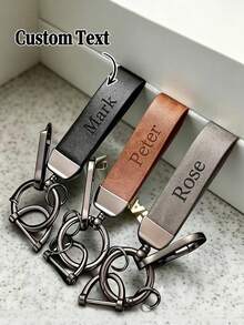 Customized Keychain, Car Key Pendant, Luxury Faux Leather Keychain, Customized Name Keychain, Bag Charm, Fashion Accessory For Men And Women, Single Piece, Decoration, Perfect Birthday Gift, Customized, Personalized, Unique, Ideal Gift For Women - Multicolor - View 3