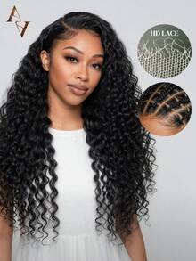 ARABELLA Glueless 13x6 HD Lace Front Wave Water Ripple Natural Color 100% Human Hair Wig, With Drawstring, Pre-Plucked Natural Hairline, Pre-Cut Pre-Bleached Knots, Free Parting, Breathable Cap, Suitable For Beginners - SNatural - View 2