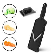 Handheld V-Shaped Mandoline Slicer, Portable Manual Cabbage Shredder And Slicer Tool, Sharp Stainless Steel Blade Vegetable Cutter, Can Process Cabbage, Carrots, Potatoes, Onions And Various Fruits And Vegetables; Ergonomic Non-Slip Handle Design With Hanging Hole For Easy Storage; Quick Vegetable Cutting Kitchen Prep Tool, Can Make Cabbage Shreds, Salads And Stir-Fry Ingredients - Multicolor - View 2