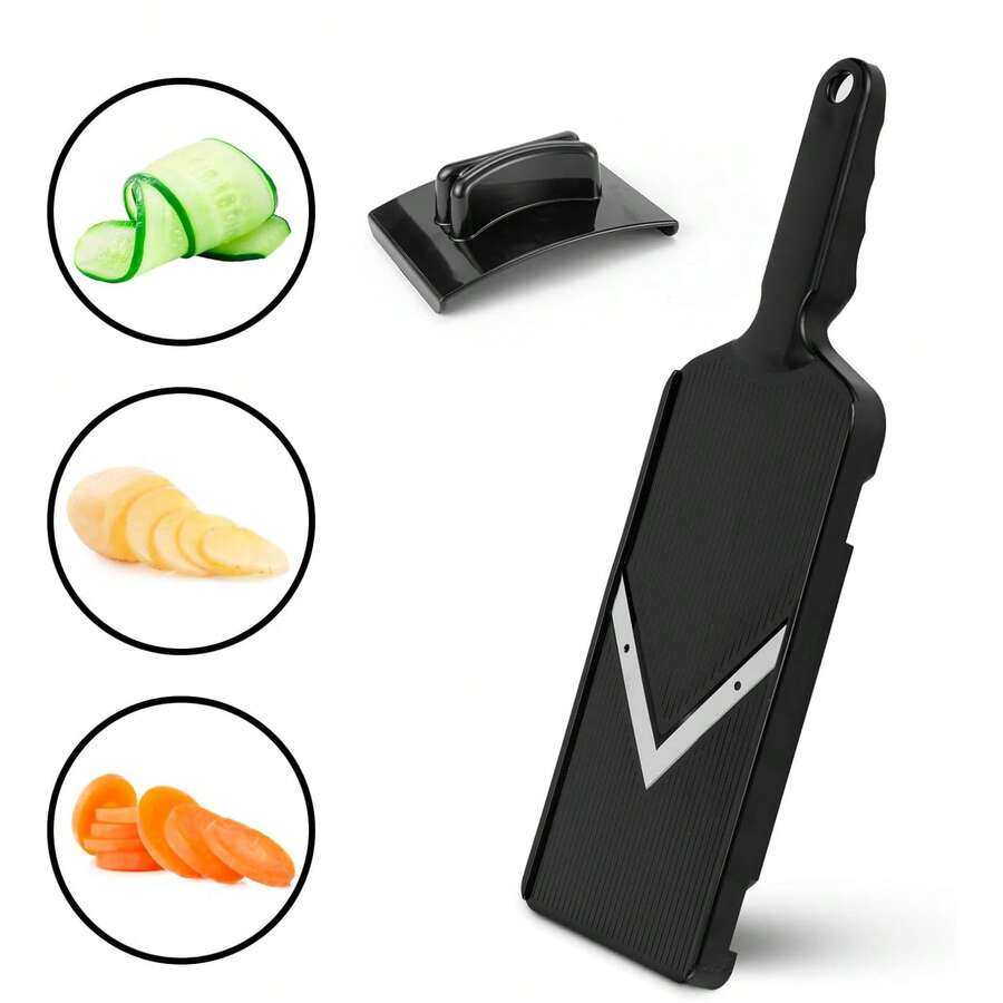 Handheld V-Shaped Mandoline Slicer, Portable Manual Cabbage Shredder And Slicer Tool, Sharp Stainless Steel Blade Vegetable Cutter, Can Process Cabbage, Carrots, Potatoes, Onions And Various Fruits And Vegetables; Ergonomic Non-Slip Handle Design With Hanging Hole For Easy Storage; Quick Vegetable Cutting Kitchen Prep Tool, Can Make Cabbage Shreds, Salads And Stir-Fry Ingredients