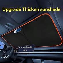 1pc Portable Heat-Insulating Sunshade, Single-Piece Car Sunshade, Specially Designed For Car Front Windshield, Titanium Silver Upgraded Thickened Sunshade, Effectively Blocks Sunlight, Easy To Install, High-Quality Fabric, Practical For Car Interior In Summer, Suitable For Travel And Camping, Fits Sedans, SUVs And Trucks - A - View 12