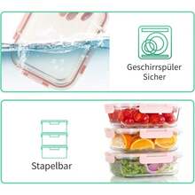 20er Set Glas Lebensmittelbehälter, 10 Behälter, 10 Transparente Deckel, Spülmaschinen, Mikrowellen- und Gefrierschrankgeeignet, Auslaufsicher - Übersicht 7