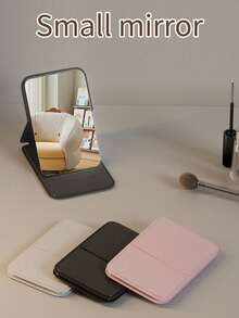 1pc Portable Makeup Mirror, Solid Color, PU Leather, Minimalist Compact, Foldable, Cute Pocket Mirror, Birthday/Graduation Gift, Home Decor, Back To School Supplies,Giveaways,Travel,Cheap Stuff,Travel Essential - Multicolor - View 6