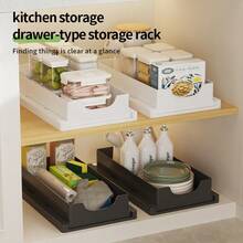 No-Drill Pull-Out Kitchen Cabinet Organizer - Slide-Out Drawer Shelf For Under Sink, Adjustable Rails, Large Capacity, Material - Multicolor - View 2