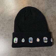 1pc Colorful Rhinestone Beanie Knit Hat Punk Style With Rhinestones Autumn/Winter Fashion Versatile Couple Hat Warm Hat Suitable For Daily Wear, Home, Outdoor, Cycling, Fishing (Rhinestone Color And Position Random) - Multicolor-d - View 15