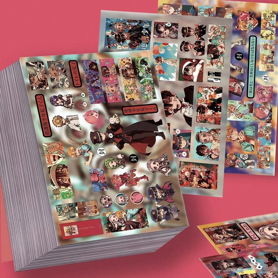 8pcs Toilet-Bound Hanako-Kun Anime Sticker Decals, 2D Cartoon DIY Notebook Scrapbooking Material, Waterproof Stickers - Multicolor - View 1