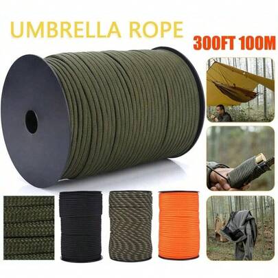 Premium 100M 4mm 7 Strand Core Paracord, Heavy Duty 550 Camping Tent Guy Rope, Outdoor Survival Cord For Hiking And Camping