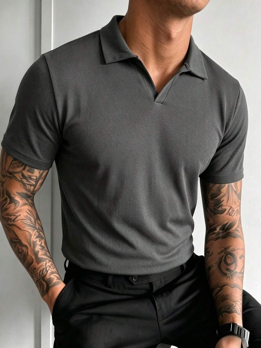 Men's Summer Thin Solid Color Short Sleeve Polo Shirt, Suitable For Summer Outdoor Activities