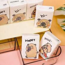 8/16/32/72/144pcs (8pcs/Pack) Capybara Cartoon Pattern Tissues, Portable Small Pack Tissues, Student Handkerchief Tissues, Suitable For Work, Business Trip, Travel And Outdoor [Random Style] - Multi-color - View 6