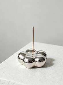 1pc Minimalist Silver Ceramic Incense Holder Modern Creative Design Aromatherapy Base Incense Stick Holder Incense Tray Incense Stand Decorative Item - Ceramic Incense Holder - View 1