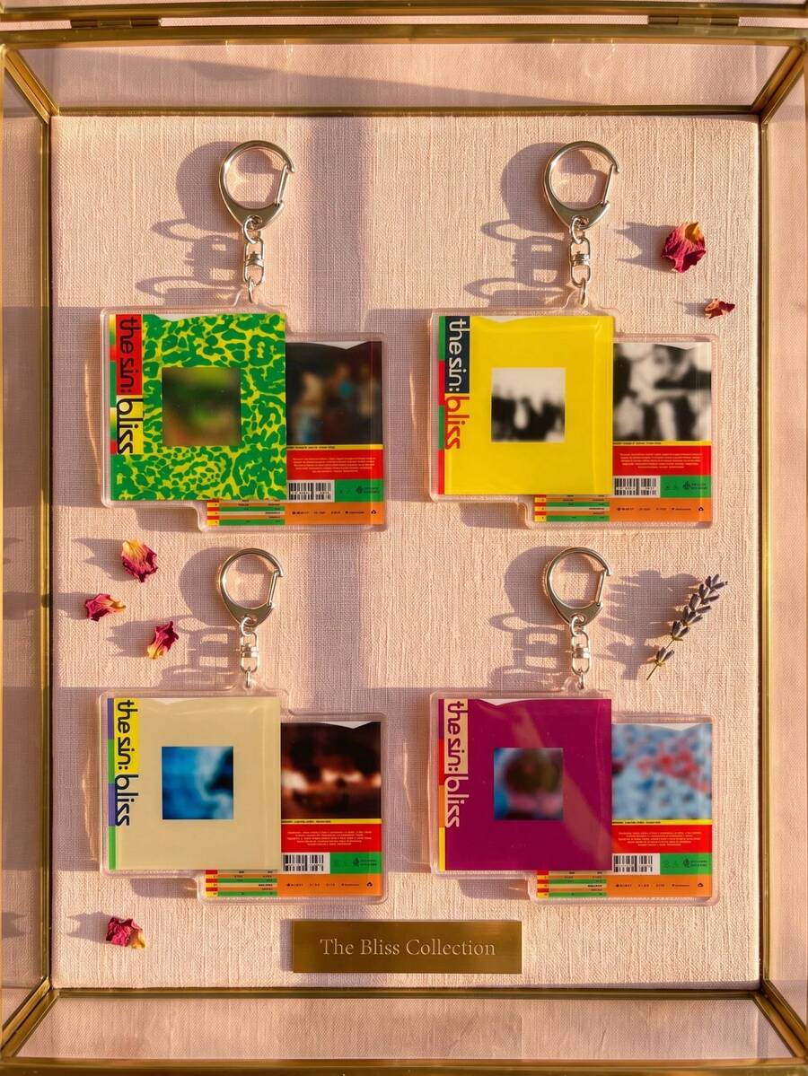 1Pc/4Pcs K-Pop EN-HYPEN The Sin: Bliss Theme Acrylic Keychains, Featuring Album Cover Aesthetic And Color Design, Fashionable Bag Charm, Suitable For Back To School, Gift For Music Fans, Exquisite Collection, All Seasons - Multicolor - View 1