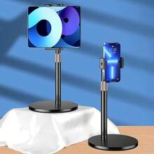 Adjustable Height Desktop Phone Holder, Universal Tablet Stand With 360° Rotating Weighted Base For Live Streaming And Watching Videos - Black - View 7