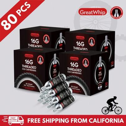 80PCS 16g CO2 Threaded Cartridge Chargers For Bicycle Bike Tire Air Inflator