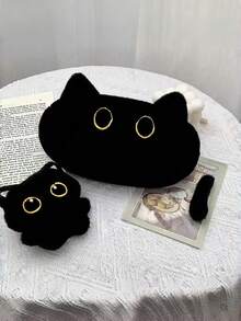 1pc Black Cat Face Pencil Case, Rectangular Large Capacity Zippered Makeup Bag/Toiletries Bag, Portable Student/School/University/Office Desktop Stationery Storage Bag, Suitable For All Seasons And Everyday Use - Multiple Colors and Styles - View 7