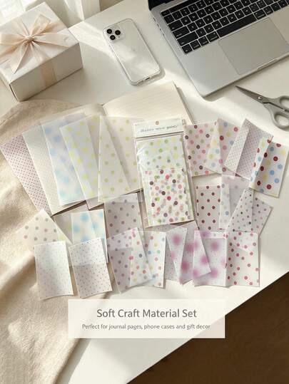 1 Pack 25 Sheets Polka Dot Aesthetic Scrapbook Paper, Vintage DIY Decorative Non-Adhesive Material Paper, Holiday Gift, Handmade Collage Material, Personalized Scrapbook Planning Creative School Stationery Supplies