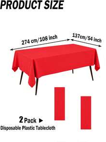 Thickened PEVA Rectangular Disposable Tablecloth, Waterproof And Oil-Resistant, Plaid And Solid Color Options, Suitable For Birthday Parties, Picnics, Weddings, Banquets, Home Dining Table Decoration, 9 Colors Available - Red - View 10