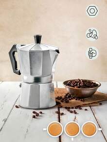 Aluminum Moka Pot: Brews Rich, Flavorful Coffee. Features A Non-Slip, Heat-Insulating Handle For Handling. Easy To Disassemble And Clean. Ideal For Home Use With Simple Operation. - Multiple Specifications - View 7