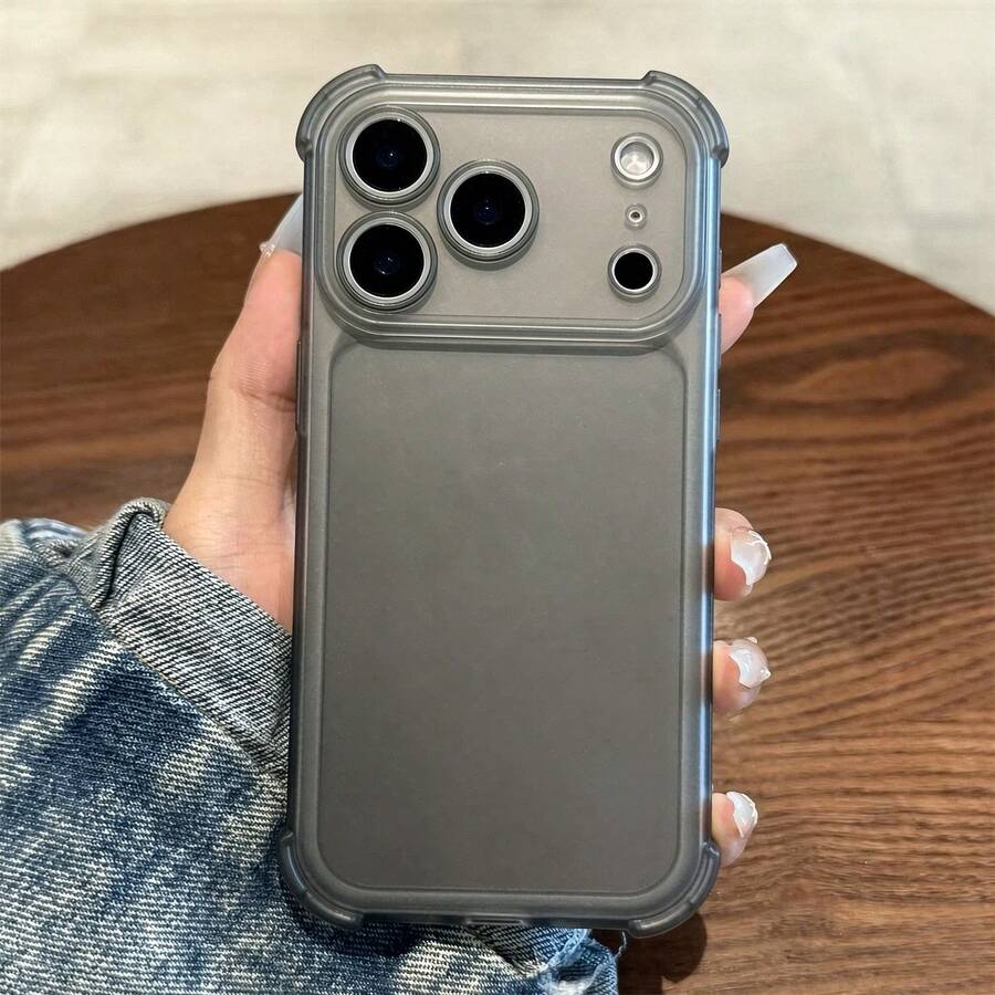 Cute Matte Clear Phone Case Compatible With IPhone 18 Pro Max 17 16 15 14 13 12 Plus Shockproof Protect Cover - Translucent Black - View 1