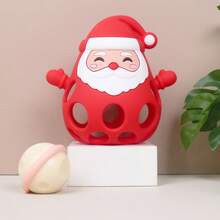 1 món đồ chơi lắc bằng silicone hình ông già Noel, bóng cầm tay có chuông, quà Giáng sinh cho bé - Nhiều màu - Xem 1