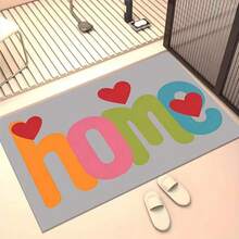 1pc Cute Heart Home Pattern Design Bathroom Mat, Non-Slip Super Soft Bathroom Rug, Door Mat, Absorbent Bath Mat, Machine Washable, Low Pile, Suitable For Bathroom, Bedroom, Kitchen, Entryway, Indoor And Outdoor Use, Bathroom Accessories And Decor, Perfect New Home Gift - A - View 3