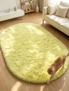 1pc Yellow Silk Fur Decor Rug, Love & Healing Bedroom Decor, Small Rug, Carpet, Home Decor, Living Room Rug, Living Room Small Rug, Bedroom Rug, Living Room Home Decor, Outdoor Rug, Washable Rug - Multicolor 7 - View 4
