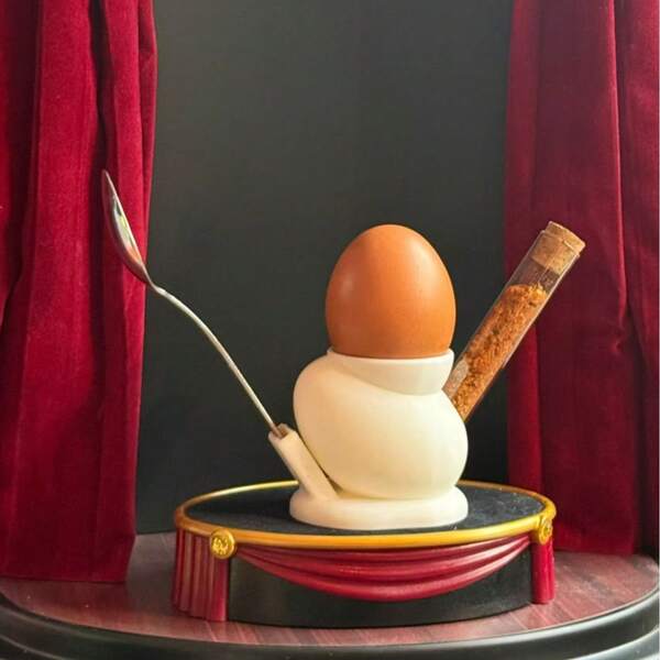 Egg Cups, Creative Egg-Shaped Egg Cup With Spoon Holder And Spice Tube Rack, Perfect Breakfast Egg Holder For Boiled Eggs, Modern Minimalist Kitchen Dining Home Decor Organizer, Seasoning Rack Salt Pepper Storage Tube, High-Value Gift For Egg Lovers, Halloween Christmas Easter Back To School Season Exquisite Gift