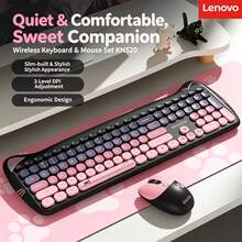 Lenovo Wireless Keyboard And Mouse Combo, Cute Cat Ear Design, Silent Keys, Suitable For Home Office Desktop And Laptop - View 13
